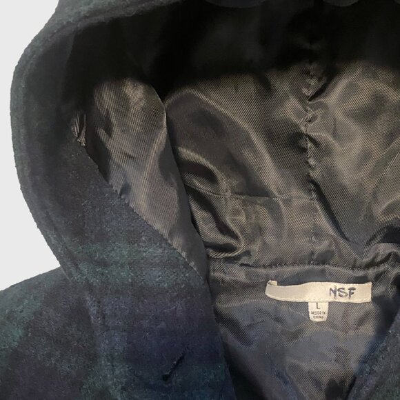 Vintage NSF Wool Tartan Duffle Coat | Green and Navy - Picture 4 of 7